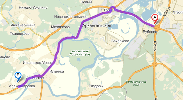Схема проезда в поселок Александровский