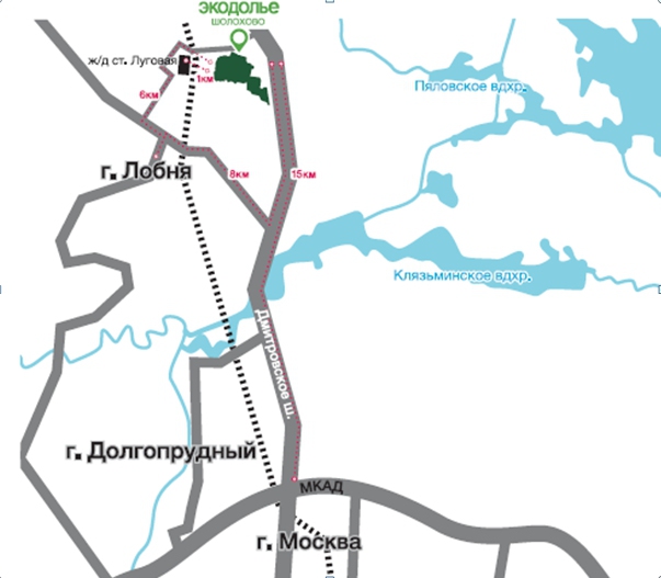 Схема проезда в поселок Экодолье Шолохово