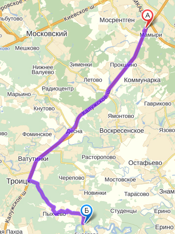 Схема проезда в поселок Новая Москва